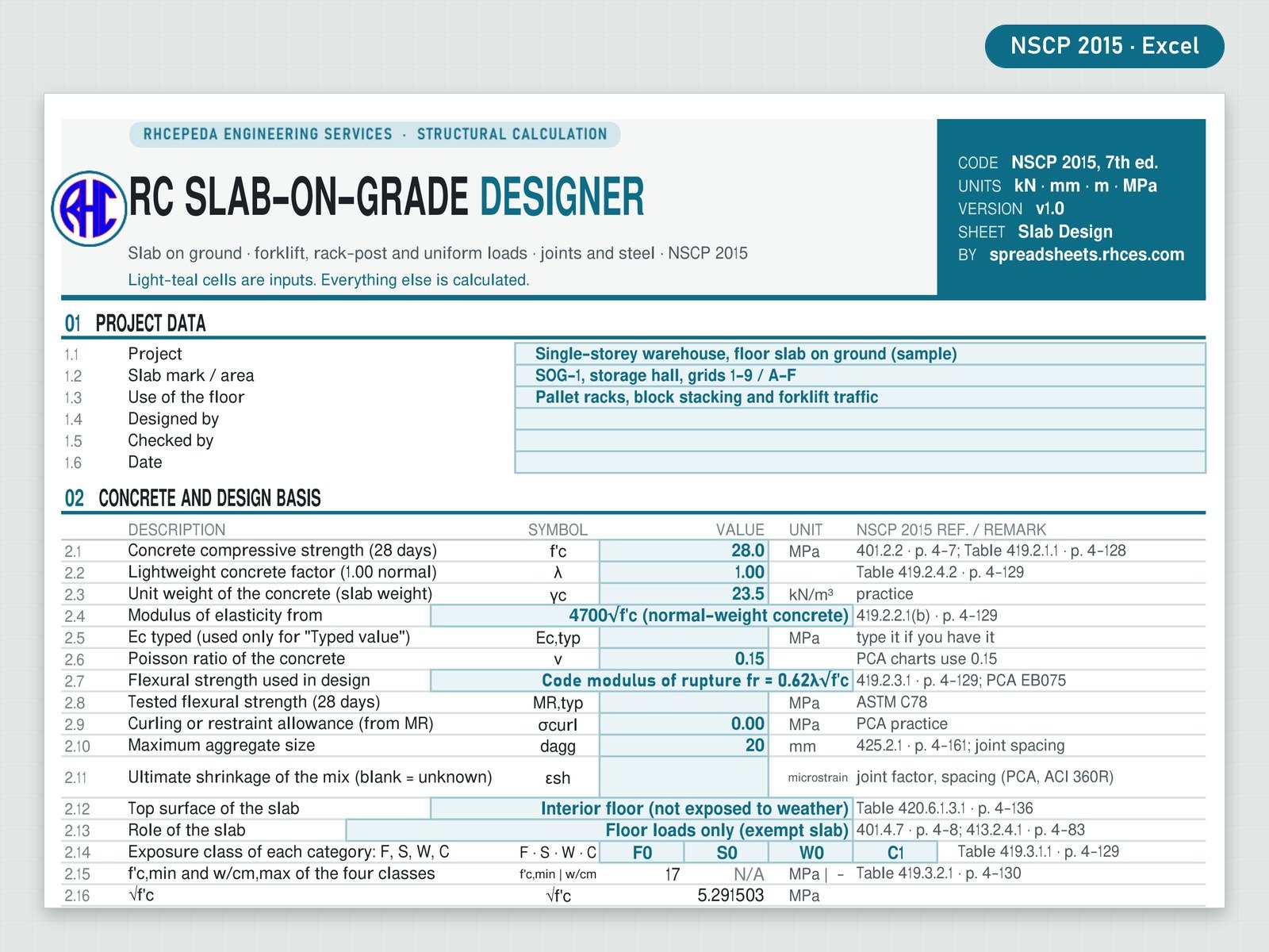 Preview of RC Slab-on-Grade Designer (NSCP 2015)