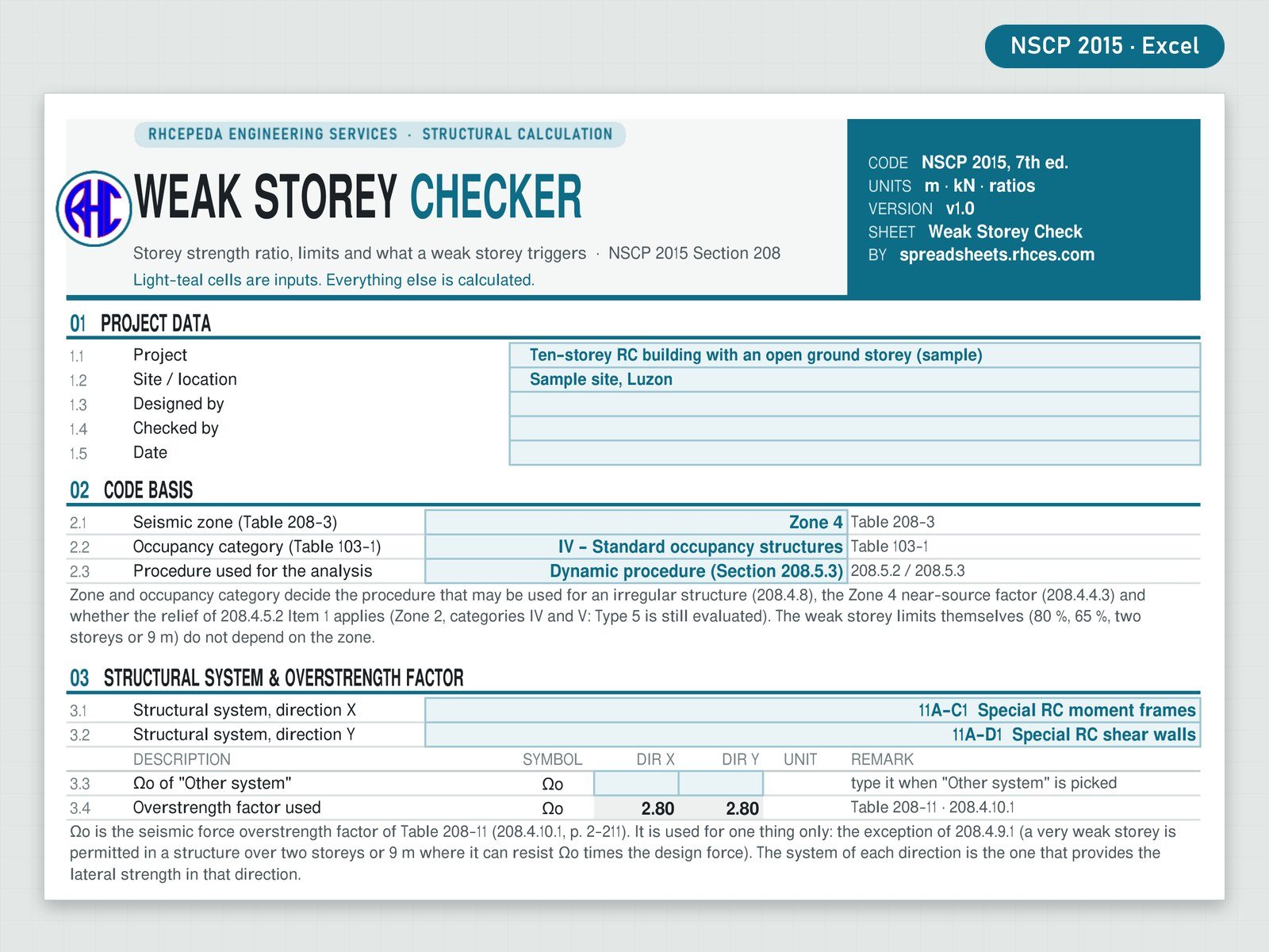 Preview of Weak Storey Checker (Strength Irregularity, NSCP 2015)