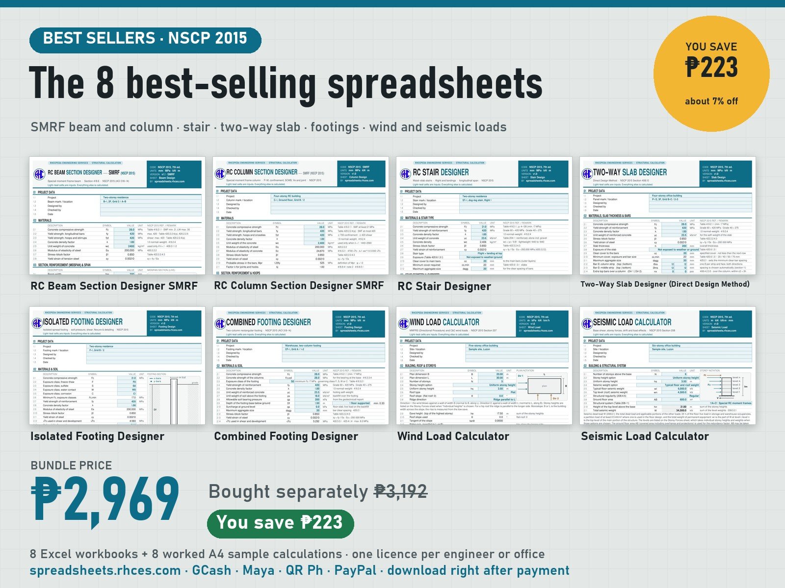 Preview of Best Sellers Bundle: 8 Spreadsheets (NSCP 2015)