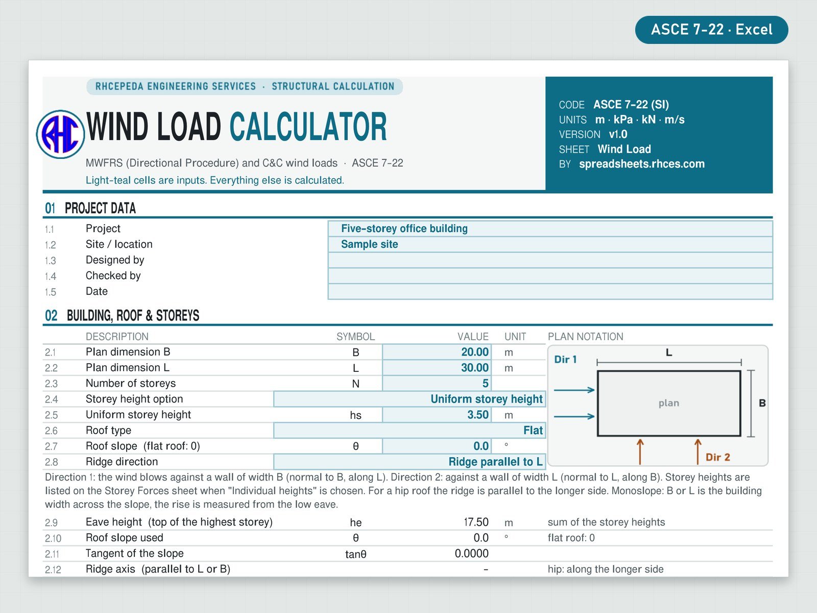 Preview of Wind Load Calculator (ASCE 7-22)
