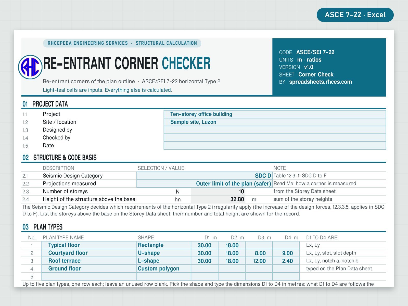 Preview of Re-entrant Corner Checker (ASCE 7-22)