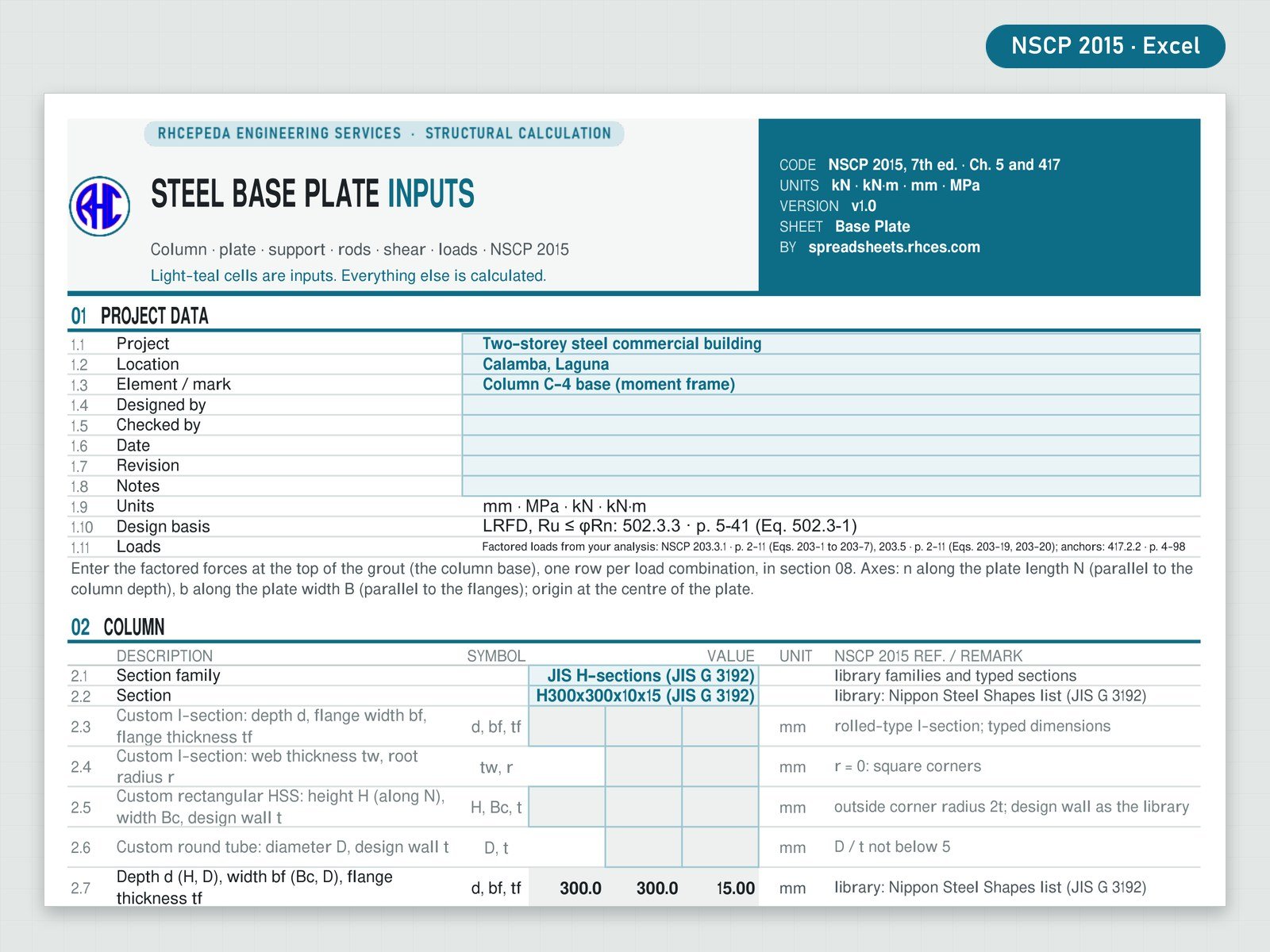 Preview of Steel Base Plate & Anchor Bolt Designer (NSCP 2015)