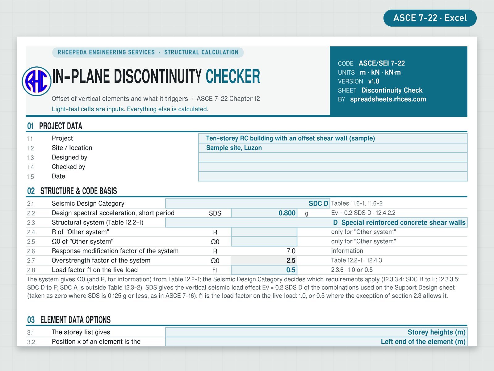 Preview of In-Plane Discontinuity Checker (ASCE 7-22)