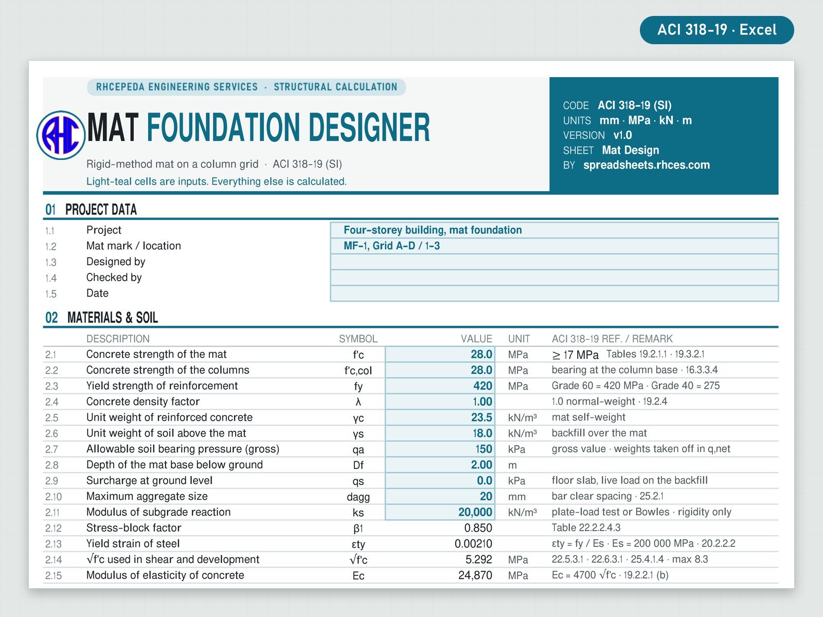 Preview of Mat Foundation Designer (ACI 318-19)