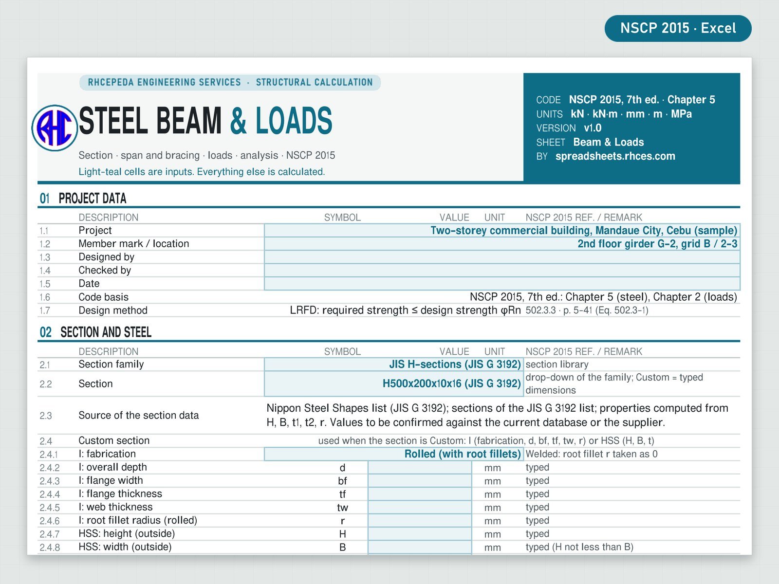 Preview of Steel Beam Designer (NSCP 2015)