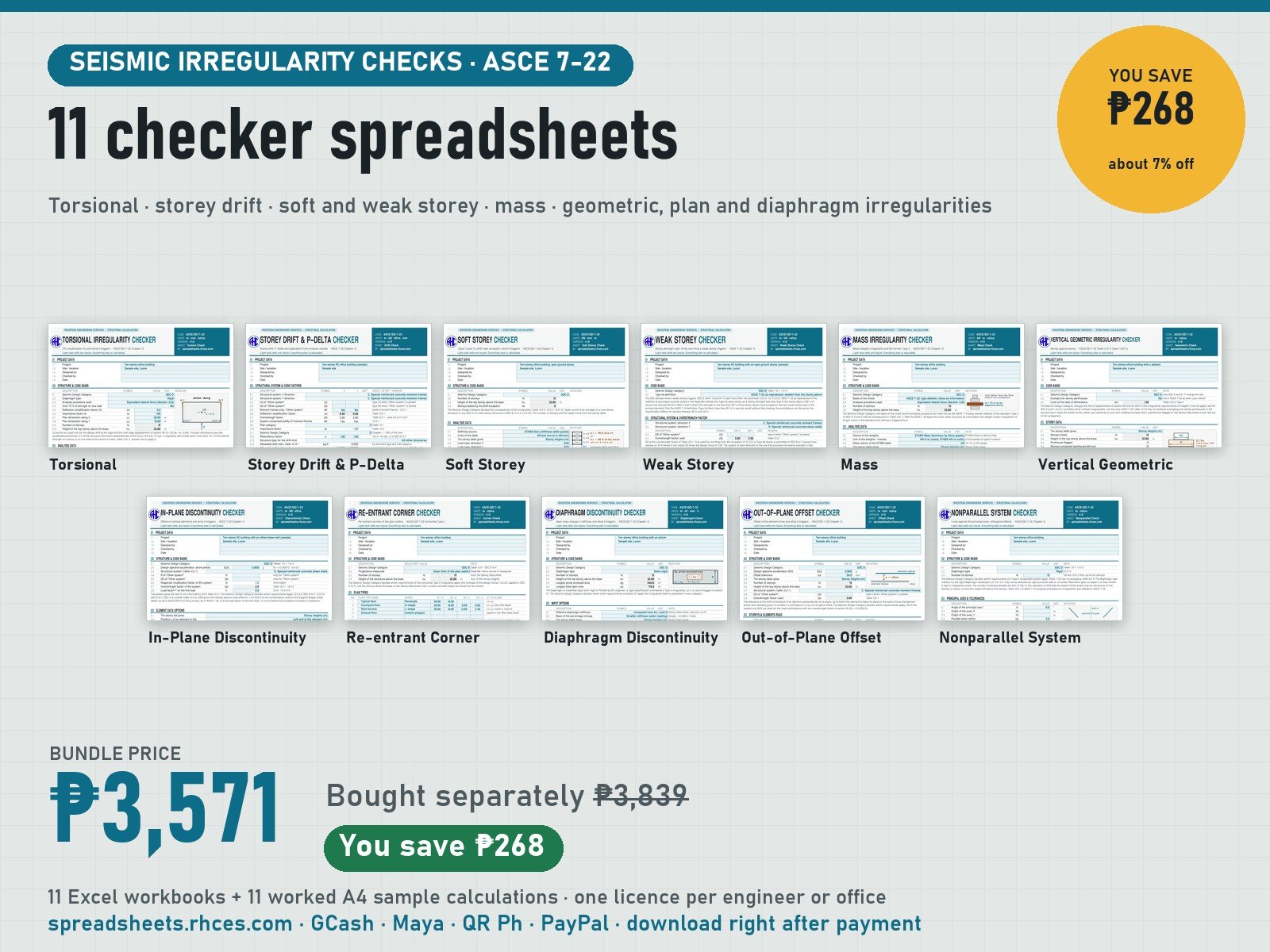 Preview of Seismic Irregularity Checks Bundle: 11 Checkers (ASCE 7-22)