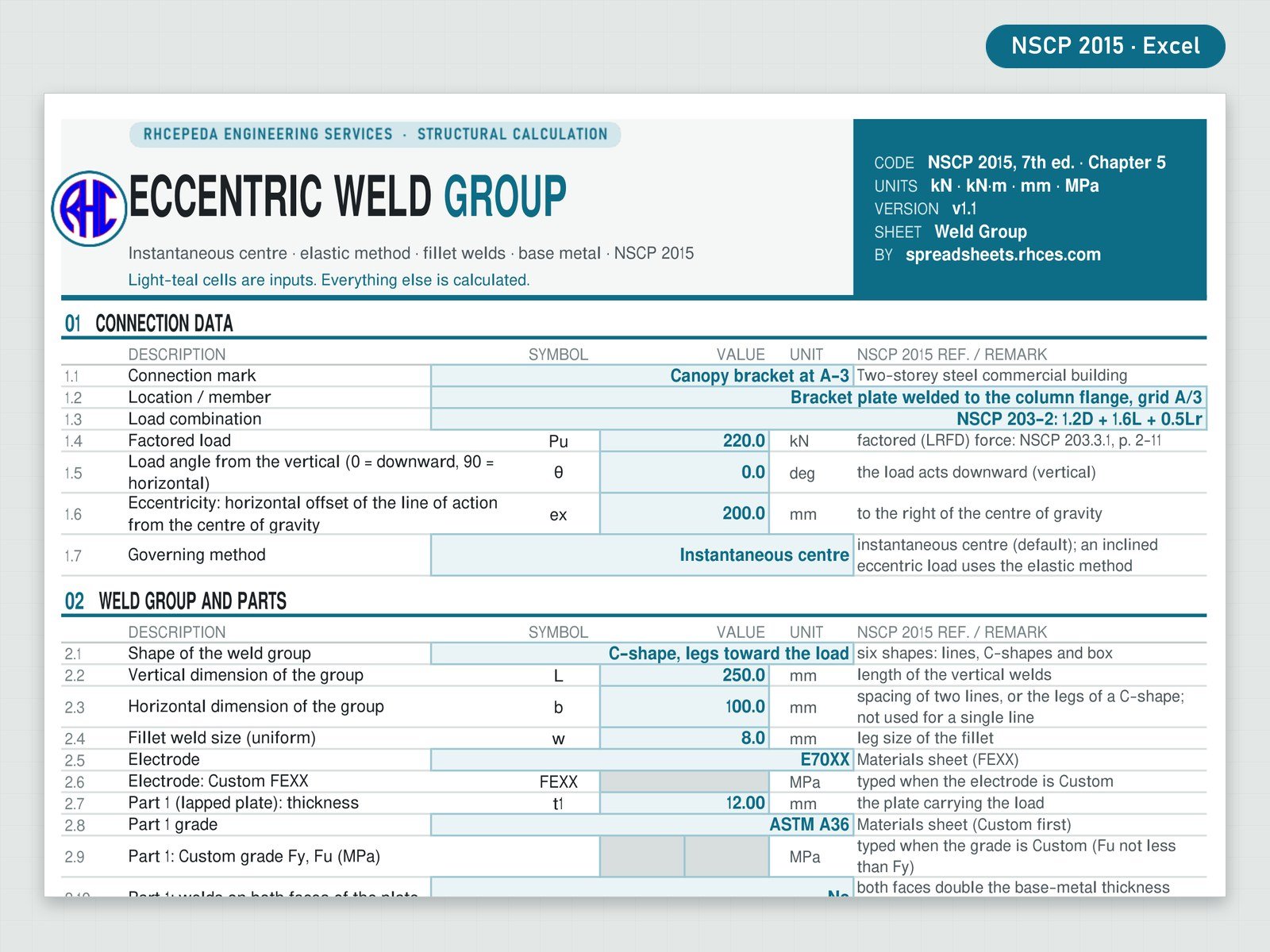 Preview of Steel Weld Group Designer (NSCP 2015)