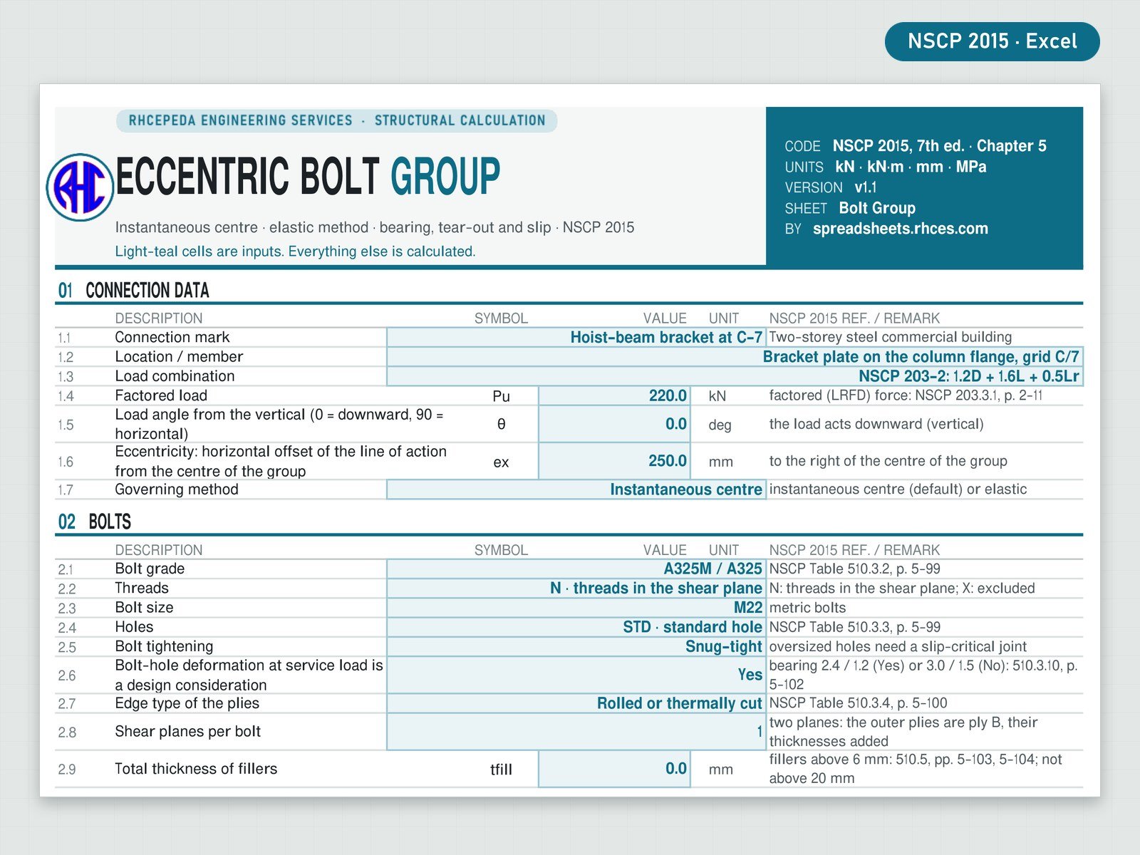 Preview of Steel Bolt Group Designer (NSCP 2015)