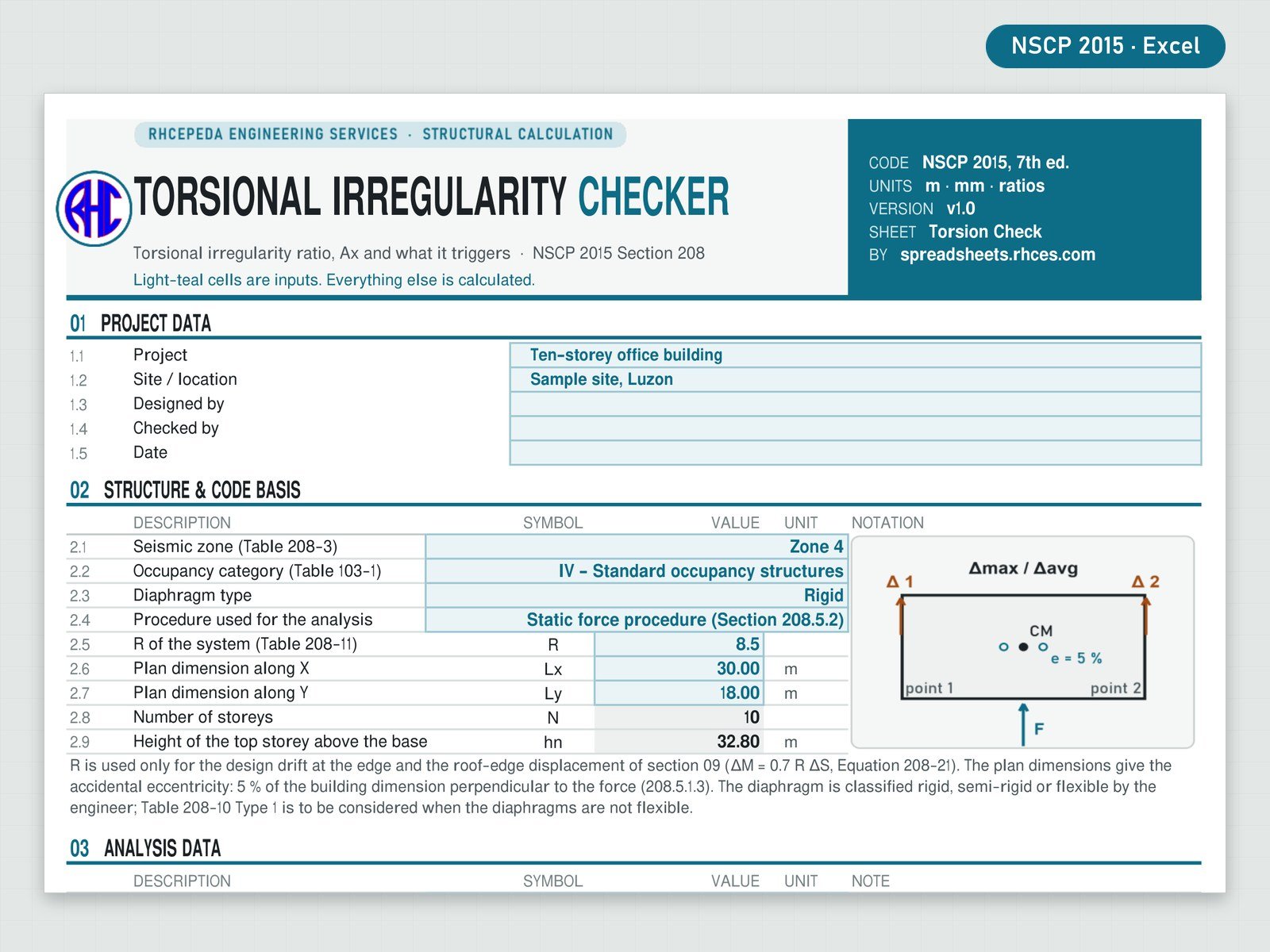 Preview of Torsional Irregularity Checker (NSCP 2015)