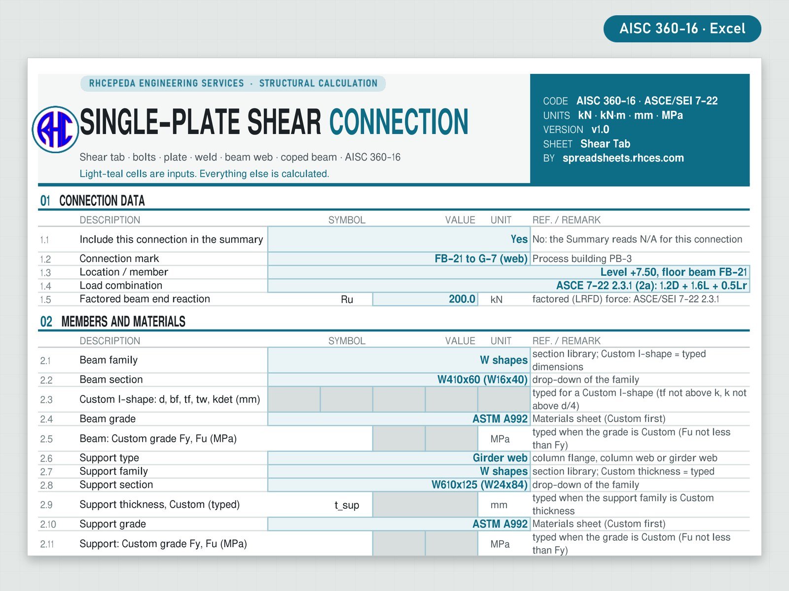 Preview of Steel Connection Designer (AISC 360-16)